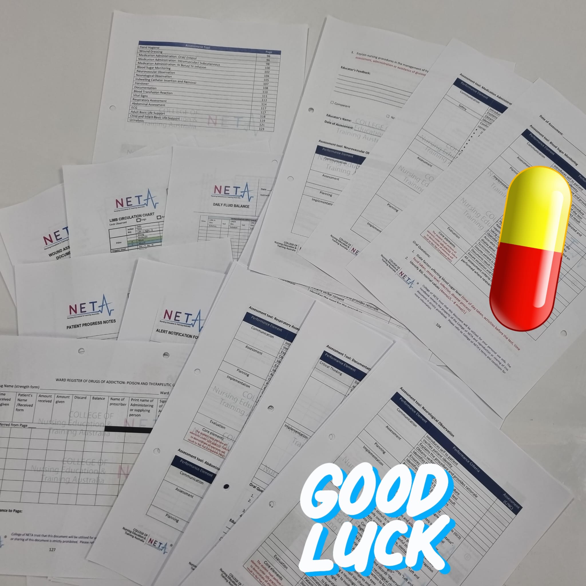 RN Skills Checklist and NETA designed charts
